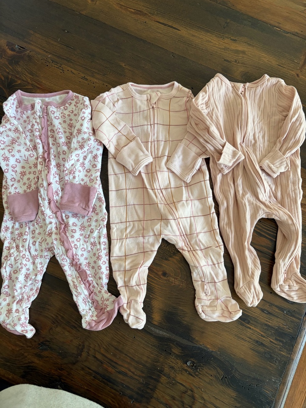 cloud island Girls Pink Footed One-Piece Sleepers - Set of 3